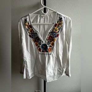 Merona small petite embroidered long sleeve top